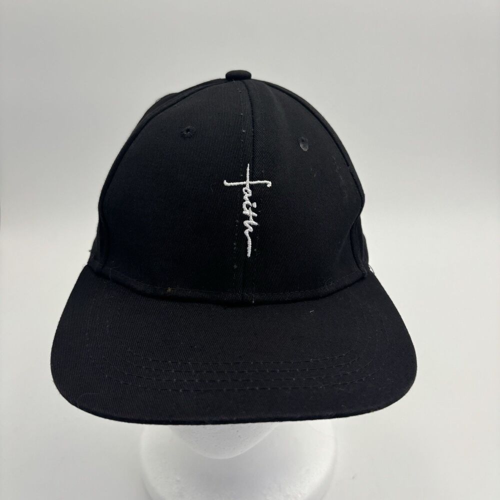 Faith Cross Christian Baseball Cap Black Embroidered Adjustable Religious Hat